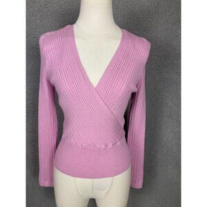 Ultra Flirt Juniors' Cable-Knit Surplice Cropped Sweater - Mauve Large NWT's.